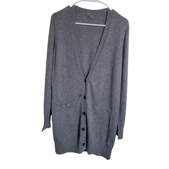 Vince Sweater Womens S Gray Cashmere Cardigan Minimalist Preppy Grandmacore - Picture 1 of 8